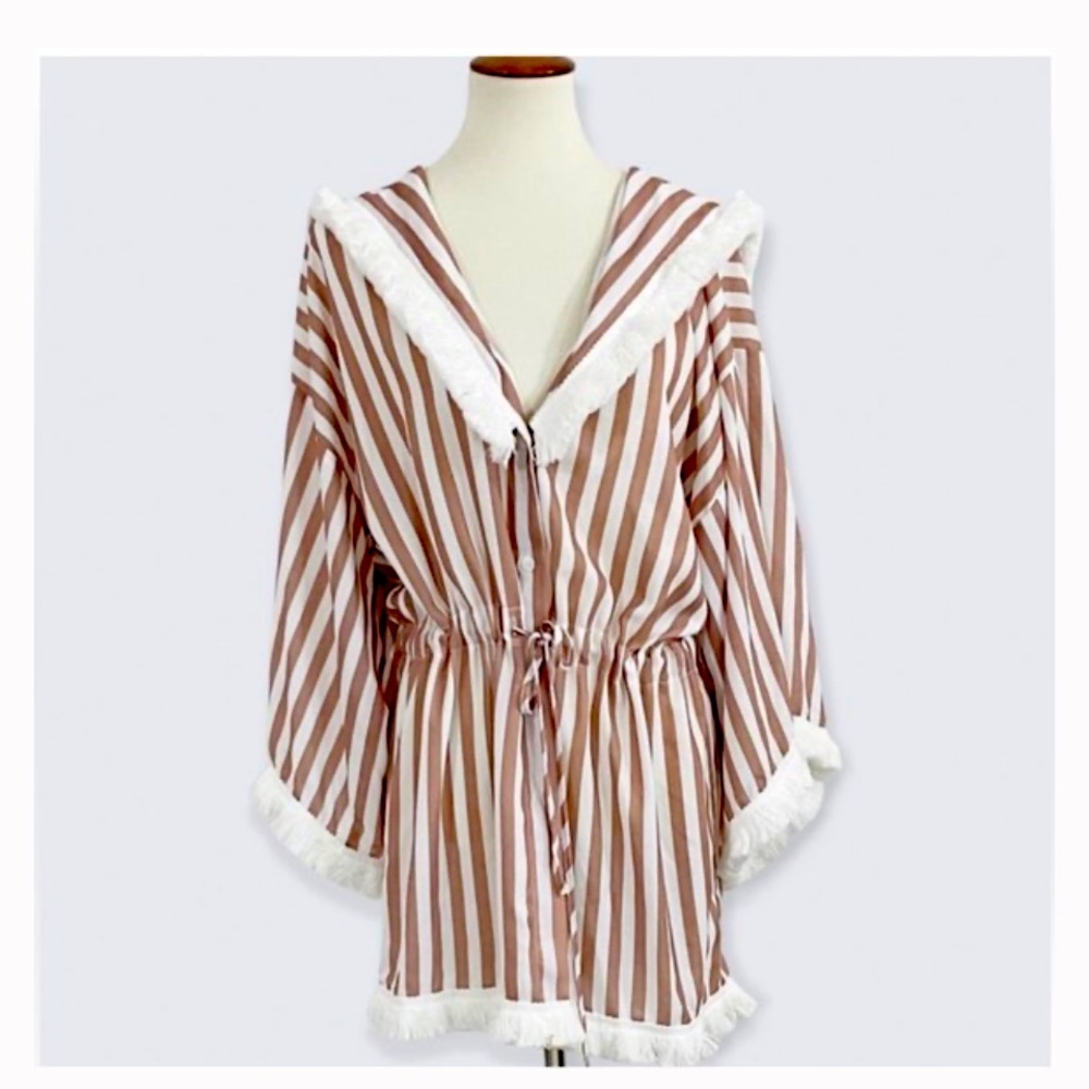 SHONA. JOY HOODED KIMONA IN MOCHA SIZE MED NWT